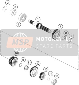 KTM RC 390, white - B.D., Japan 2021 TRANSMISSION I - MAIN SHAFT for a 2021 KTM RC 390, white - B.D., Japan