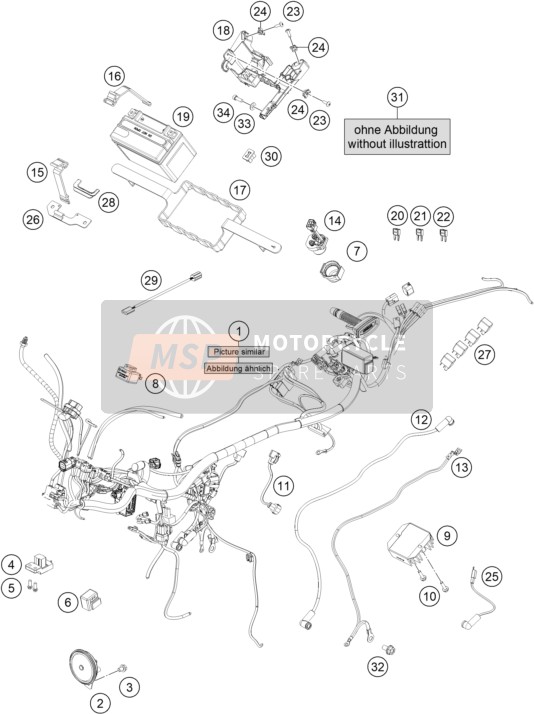 KTM 200 DUKE, orange 2021 WIRING HARNESS for a 2021 KTM 200 DUKE, orange