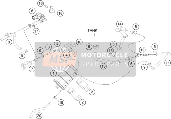 KTM 200 DUKE, white, ABS-IKD 2021 Cartouche évaporative pour un 2021 KTM 200 DUKE, white, ABS-IKD