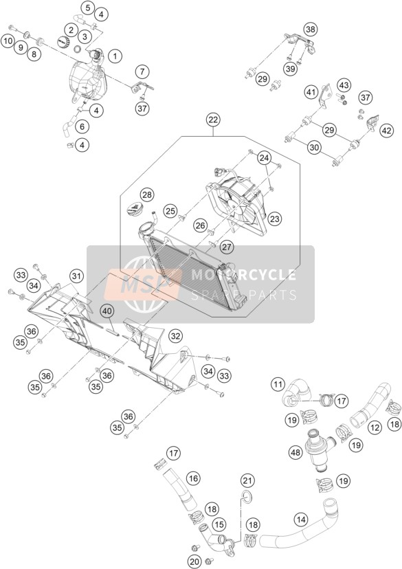 KTM 200 DUKE, orange, ABS-CKD, Philippines 2021 Sistema di raffreddamento per un 2021 KTM 200 DUKE, orange, ABS-CKD, Philippines