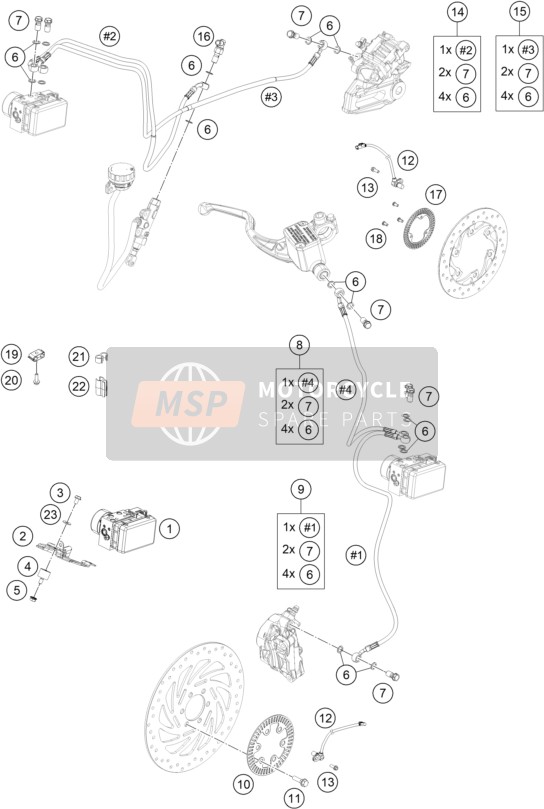 94142001044, Brake Hose Kit Front, KTM, 0