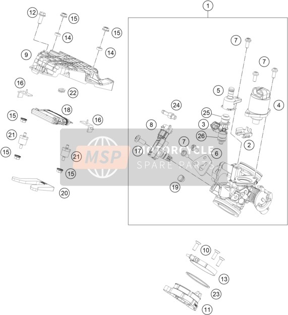 KTM 250 ADVENTURE, orange - IKD 2021 THROTTLE BODY for a 2021 KTM 250 ADVENTURE, orange - IKD