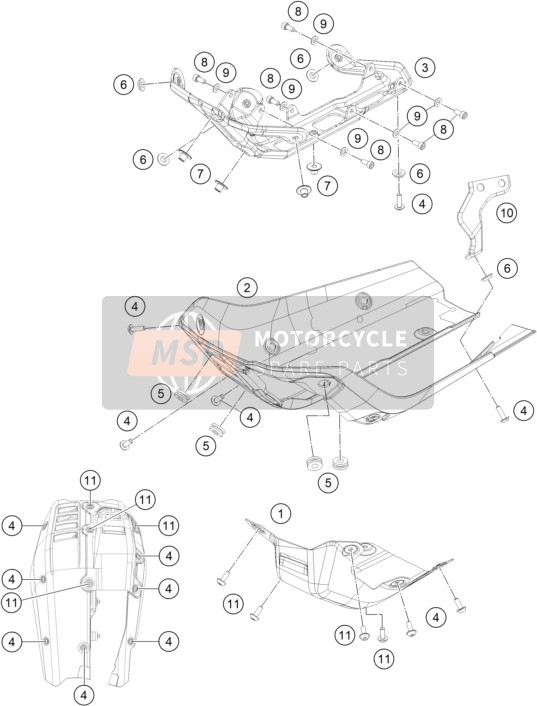 95808020050, Bracket Assembly Belly Pan Front, KTM, 0