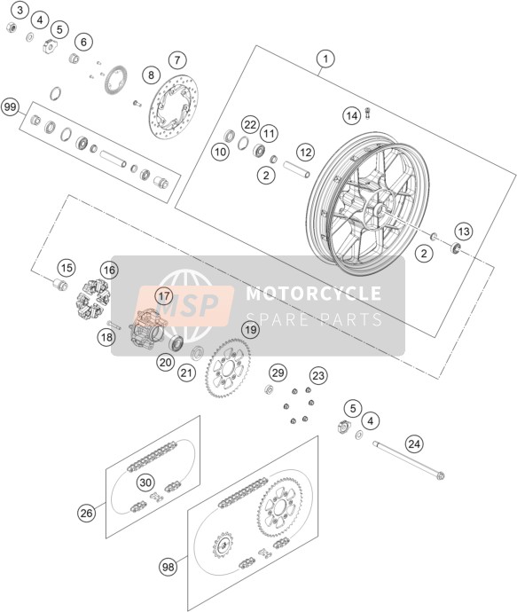 KTM 390 ADVENTURE, orange - CKD, China 2021 REAR WHEEL 1 for a 2021 KTM 390 ADVENTURE, orange - CKD, China