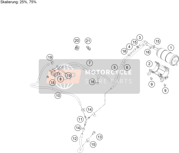 KTM 250 ADVENTURE, orange - B.D. LS 2023 Bombola evaporativa per un 2023 KTM 250 ADVENTURE, orange - B.D. LS