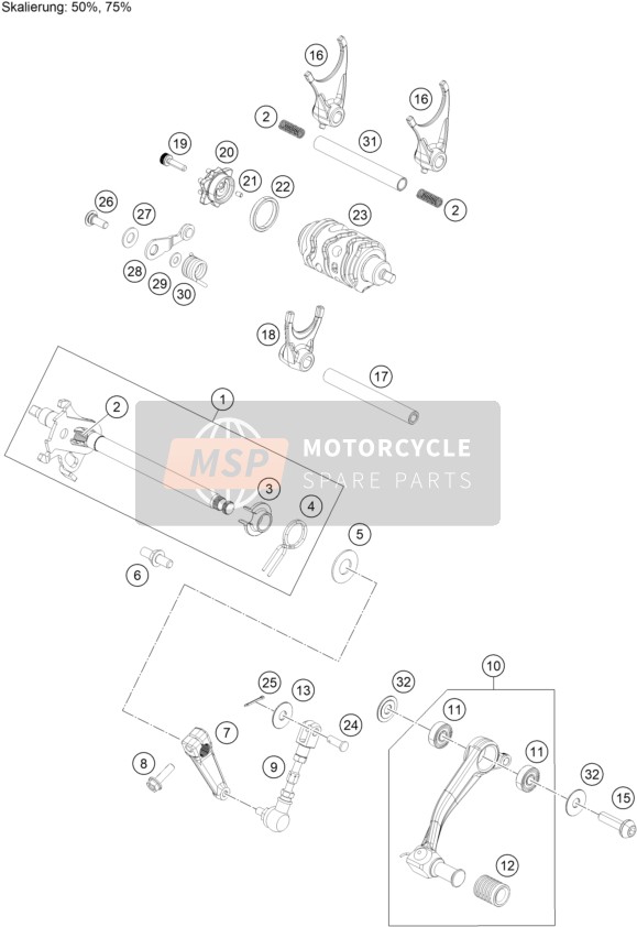 KTM 390 ADVENTURE, white - B.D., Japan 2021 SHIFTING MECHANISM for a 2021 KTM 390 ADVENTURE, white - B.D., Japan