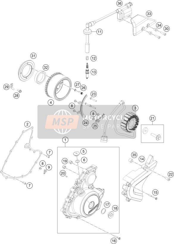 KTM 250 Adventure, orange - B.D., Japan 2020 IGNITION SYSTEM 2 for a 2020 KTM 250 Adventure, orange - B.D., Japan