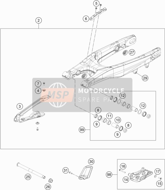 KTM 350 XC-F KAILUB RUSSELL 2021 SWING ARM for a 2021 KTM 350 XC-F KAILUB RUSSELL