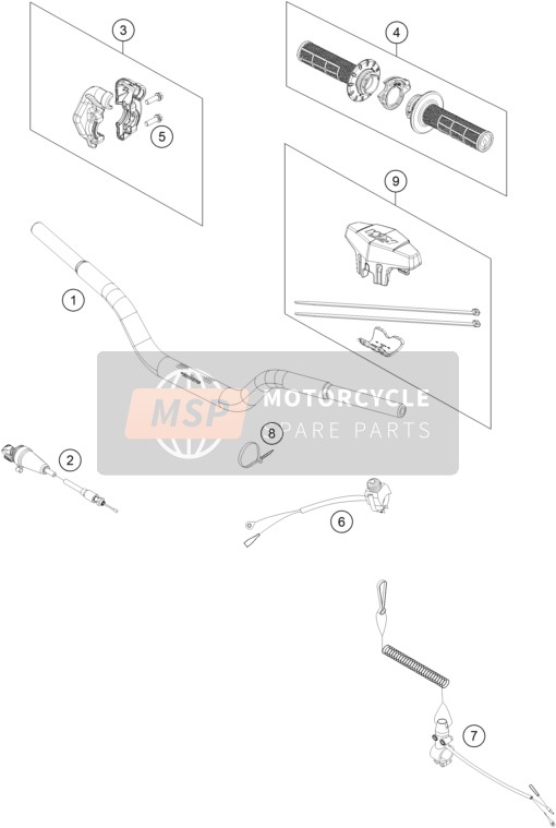 KTM 50 SX MINI, Europe 2023 HANDLEBAR, CONTROLS for a 2023 KTM 50 SX MINI, Europe
