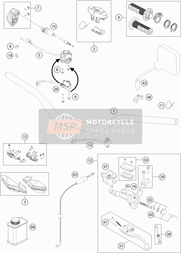 KTM 300 EXC CKD 2022 Manubrio, Controlli per un 2022 KTM 300 EXC CKD