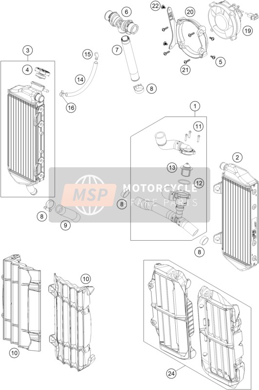 KTM 300 EXC TPI 2022 Sistema de refrigeración para un 2022 KTM 300 EXC TPI