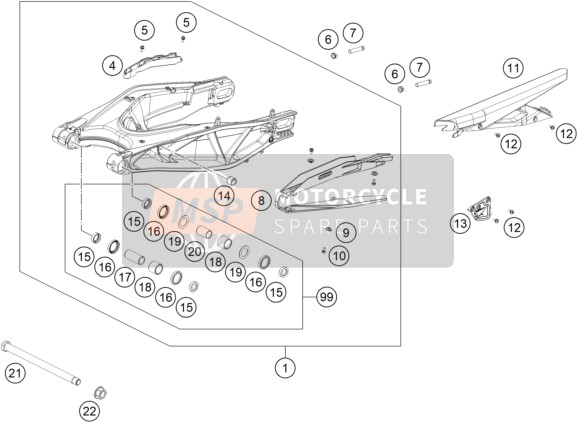 KTM 1290 SUPER ADVENTURE R OT, Europe 2021 SWING ARM for a 2021 KTM 1290 SUPER ADVENTURE R OT, Europe