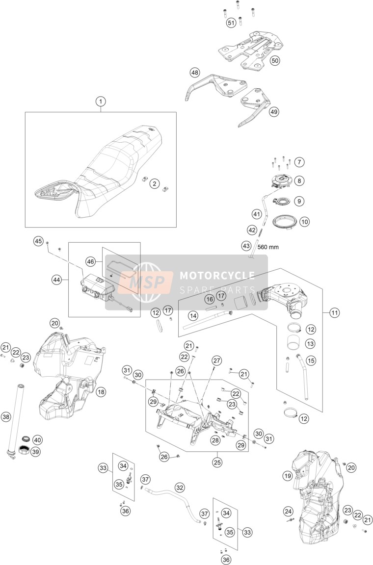 KTM 1290 SUPER ADVENTURE R OT, Japan 2021 TANK, SEAT 1 for a 2021 KTM 1290 SUPER ADVENTURE R OT, Japan