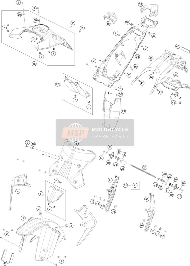 61908001055C1, Headlight Mask Center Cmpl., KTM, 0