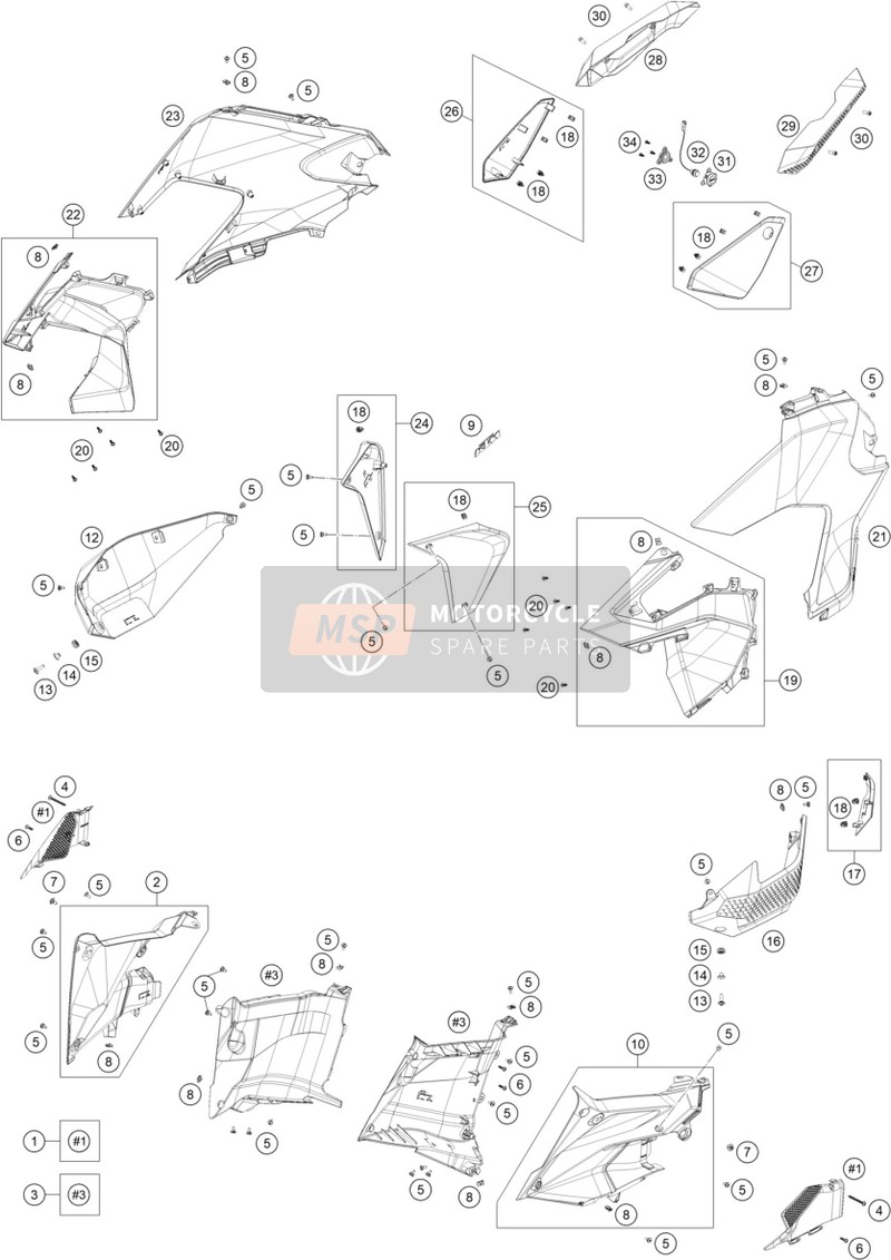 61908050011C1, Fuel Tank Spoiler Top Part Left Cpl., KTM, 0