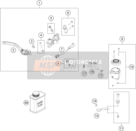 61913002044C1, Front Brake Lever, KTM, 0