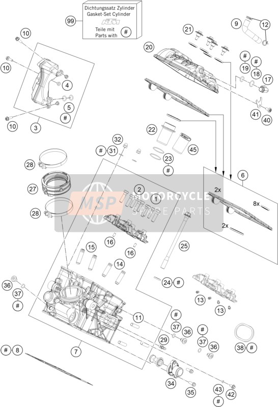 KTM 1290 SUPER ADVENTURE S, orange, Europe 2021 CYLINDER HEAD REAR for a 2021 KTM 1290 SUPER ADVENTURE S, orange, Europe