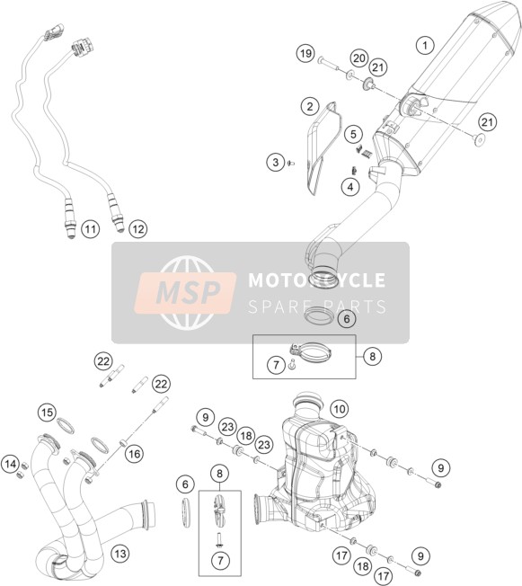 KTM 790 ADVENTURE, orange 2022 Exhaust System for a 2022 KTM 790 ADVENTURE, orange