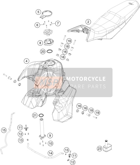 KTM 790 ADVENTURE R - IKD 2023 TANK, SEAT for a 2023 KTM 790 ADVENTURE R - IKD