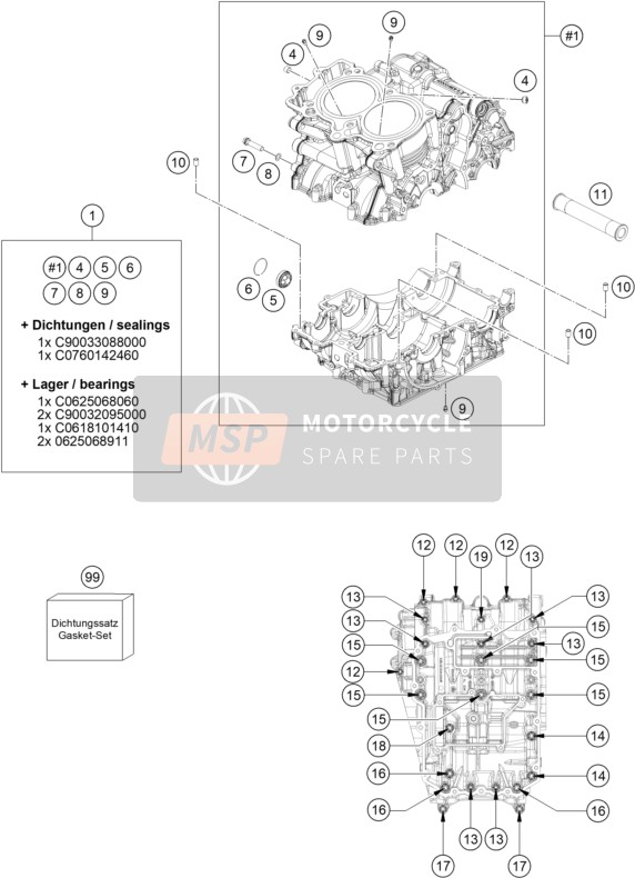 KTM 790 DUKE L, grey 2023 ENGINE CASE for a 2023 KTM 790 DUKE L, grey