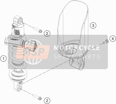 KTM 890 ADVENTURE, orange 2022 STOSSDÄMPFER für ein 2022 KTM 890 ADVENTURE, orange