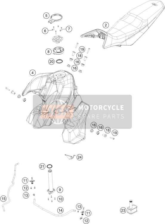 KTM 890 ADVENTURE R 2023 TANK, SITZ 1 für ein 2023 KTM 890 ADVENTURE R