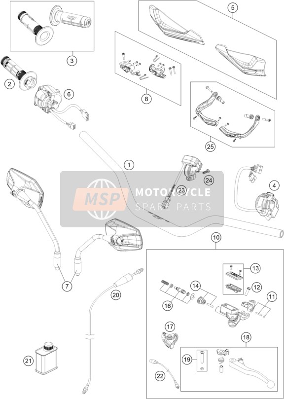 KTM 690 SMC R, Europe 2021 HANDLEBAR, CONTROLS for a 2021 KTM 690 SMC R, Europe