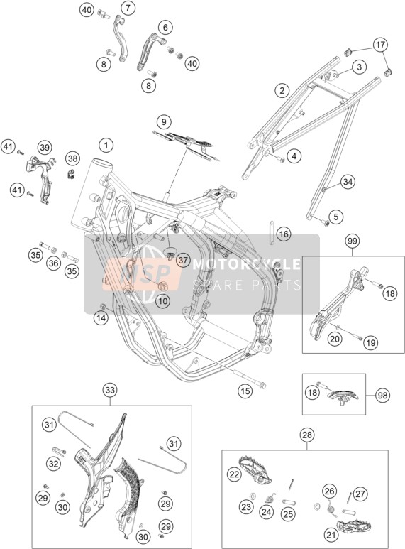 KTM 350 EXC-F, Europe 2022 Frame voor een 2022 KTM 350 EXC-F, Europe