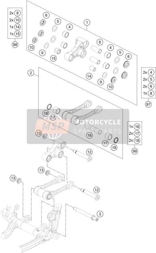 KTM 250 SX-F US 2022 PRO LEVER LINKING 1 for a 2022 KTM 250 SX-F US