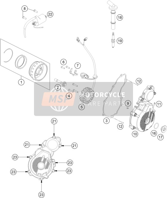 KTM 250 EXC-F, Europe 2022 Système de mise à feu pour un 2022 KTM 250 EXC-F, Europe