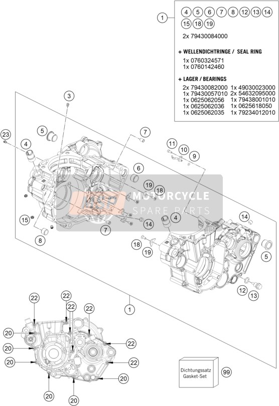 KTM 500 XCF-W US 2022 ENGINE CASE 1 for a 2022 KTM 500 XCF-W US