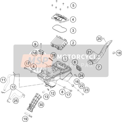 KTM 390 DUKE, silver - B.D., Japan 2021 AIR FILTER 3 for a 2021 KTM 390 DUKE, silver - B.D., Japan