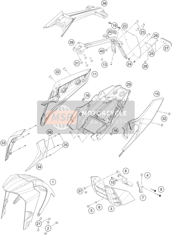 KTM 390 DUKE, grey 2022 MASK, FENDERS 1 for a 2022 KTM 390 DUKE, grey