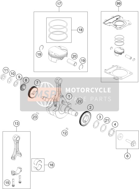 KTM 390 DUKE, white - B.D., Japan 2021 Cigüeñal, Pistón para un 2021 KTM 390 DUKE, white - B.D., Japan