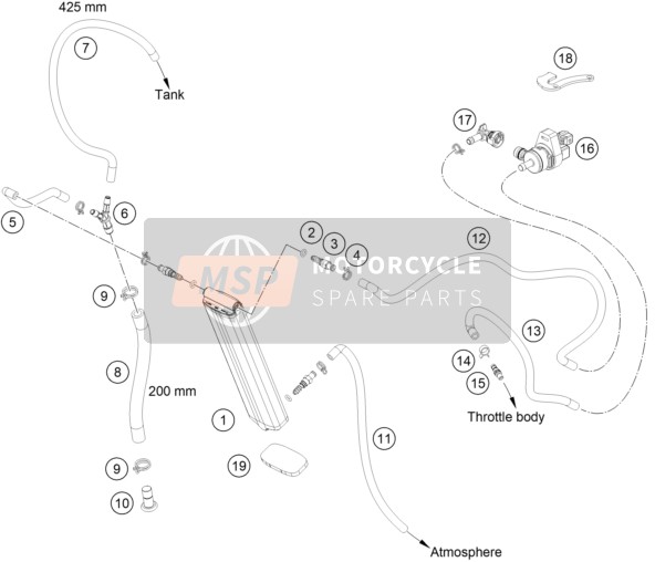 KTM 350 EXC-F SIX DAYS, Europe 2022 EVAPORATIVE CANISTER 1 for a 2022 KTM 350 EXC-F SIX DAYS, Europe