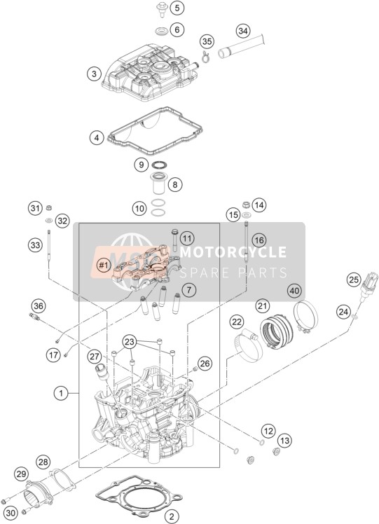 KTM 250 EXC-F SIX DAYS 2023 CYLINDER HEAD for a 2023 KTM 250 EXC-F SIX DAYS