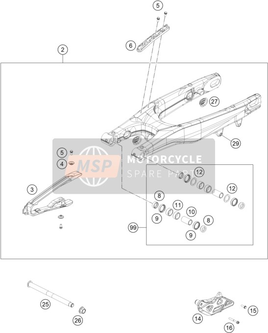 A46004030144, Swingarm Cpl, KTM, 0