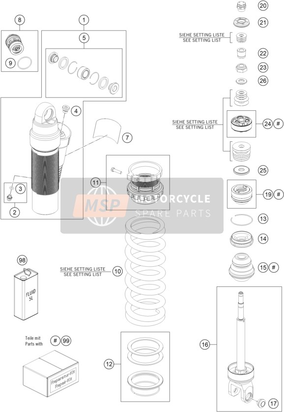 KTM 350 EXC-F CKD, Brazil 2022 SHOCK ABSORBER DISASSEMBLED for a 2022 KTM 350 EXC-F CKD, Brazil