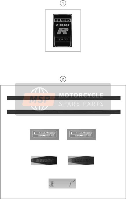 KTM BRABUS 1300 R, black 2023 DECAL for a 2023 KTM BRABUS 1300 R, black