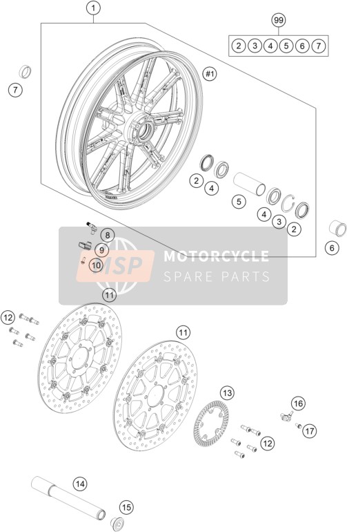 61709A04044, Front Wheel Cpl. 3,5X17 ""Brabus"", KTM, 0