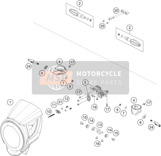 KTM BRABUS 1300 R, red 2022 LIGHTING SYSTEM for a 2022 KTM BRABUS 1300 R, red