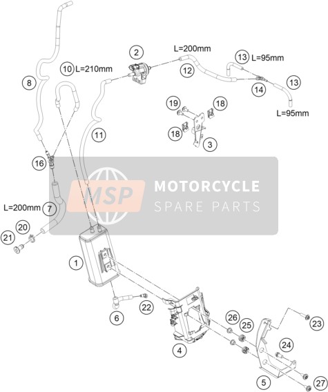 KTM 890 ADVENTURE R CKD 2023 Bombola evaporativa per un 2023 KTM 890 ADVENTURE R CKD