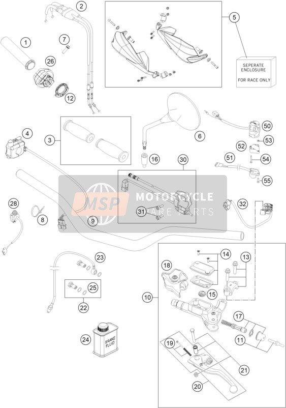 KTM KTM 450 RALLY REPLICA 2022 Guidon, Les contrôles pour un 2022 KTM KTM 450 RALLY REPLICA