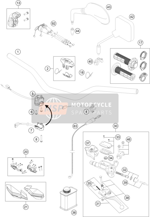 KTM 350 EXC-F CKD 2022 HANDLEBAR, CONTROLS for a 2022 KTM 350 EXC-F CKD