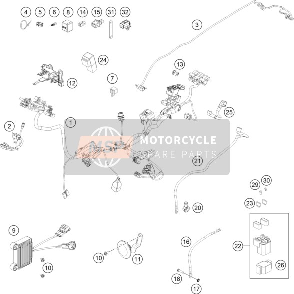 KTM 250 EXC-F SIX DAYS, Europe 2022 WIRING HARNESS 1 for a 2022 KTM 250 EXC-F SIX DAYS, Europe