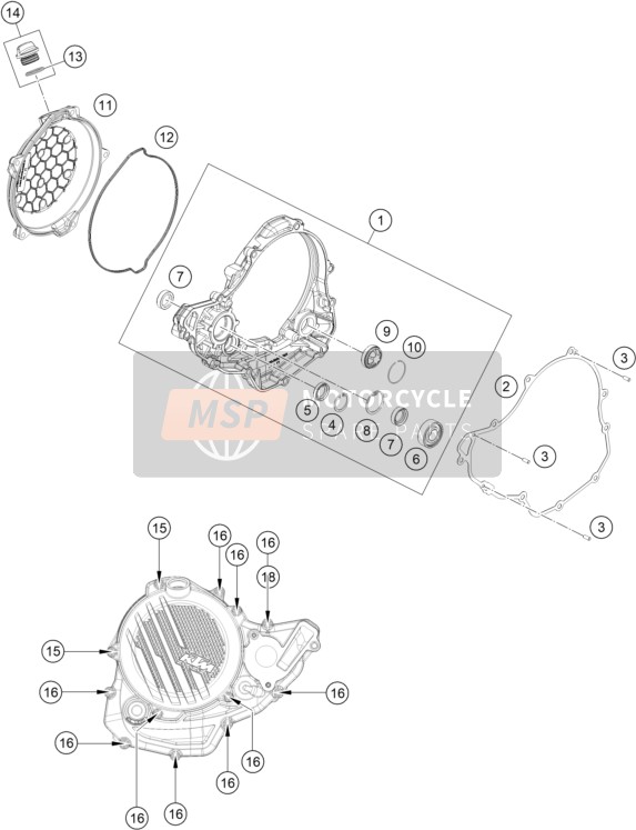 A46030001044, Inner Clutch Cover Cpl., KTM, 0