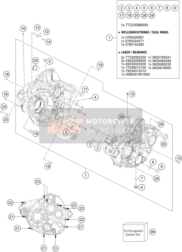 KTM 350 EXC-F SIX DAYS CKD, Brazil 2022 ENGINE CASE for a 2022 KTM 350 EXC-F SIX DAYS CKD, Brazil