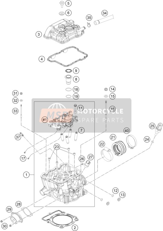 KTM 350 EXC-F, United States 2023 CYLINDER HEAD 1 for a 2023 KTM 350 EXC-F, United States