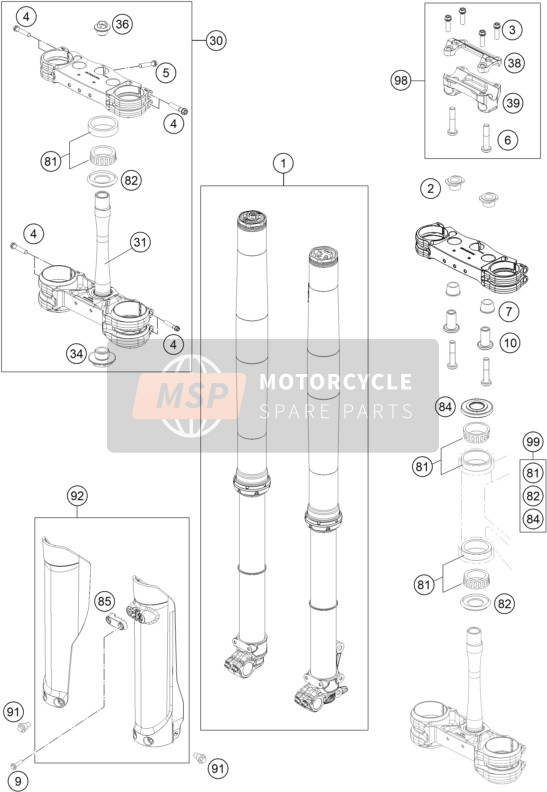 A46001081044, Repair Kit Steering Head Bearing, KTM, 0