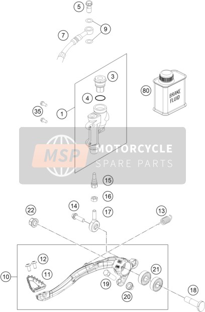 KTM 125 XC 2023 STEUERUNG BREMSE HINTEN 3 für ein 2023 KTM 125 XC